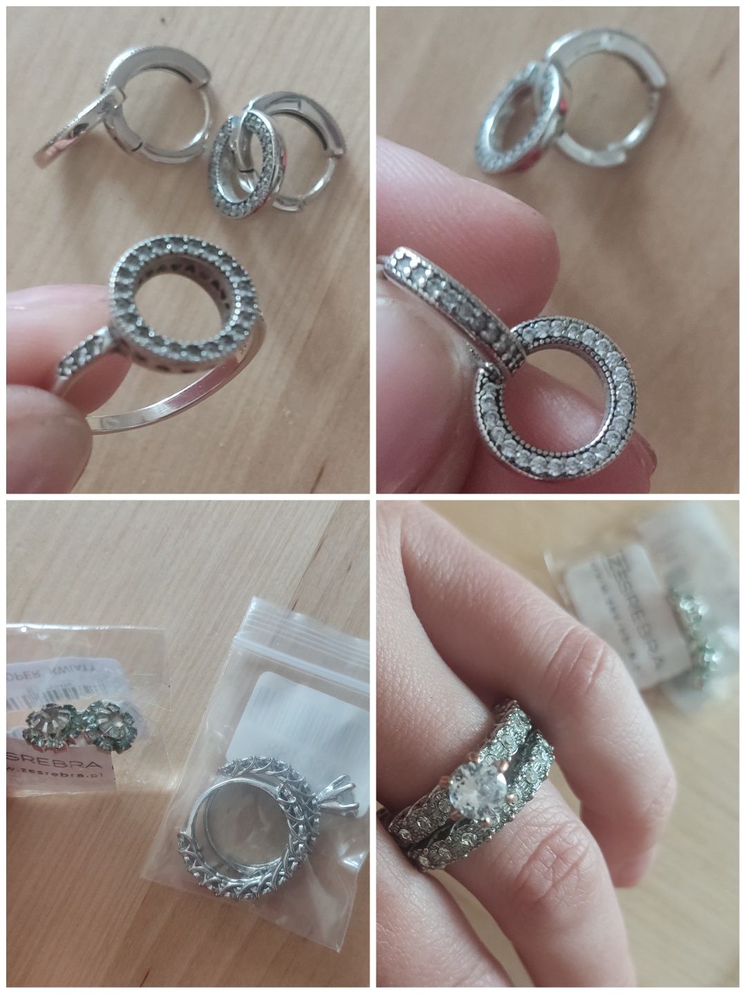 Komplet wzór Pandora pierścionek i kolczyki srebro 925+ gratis