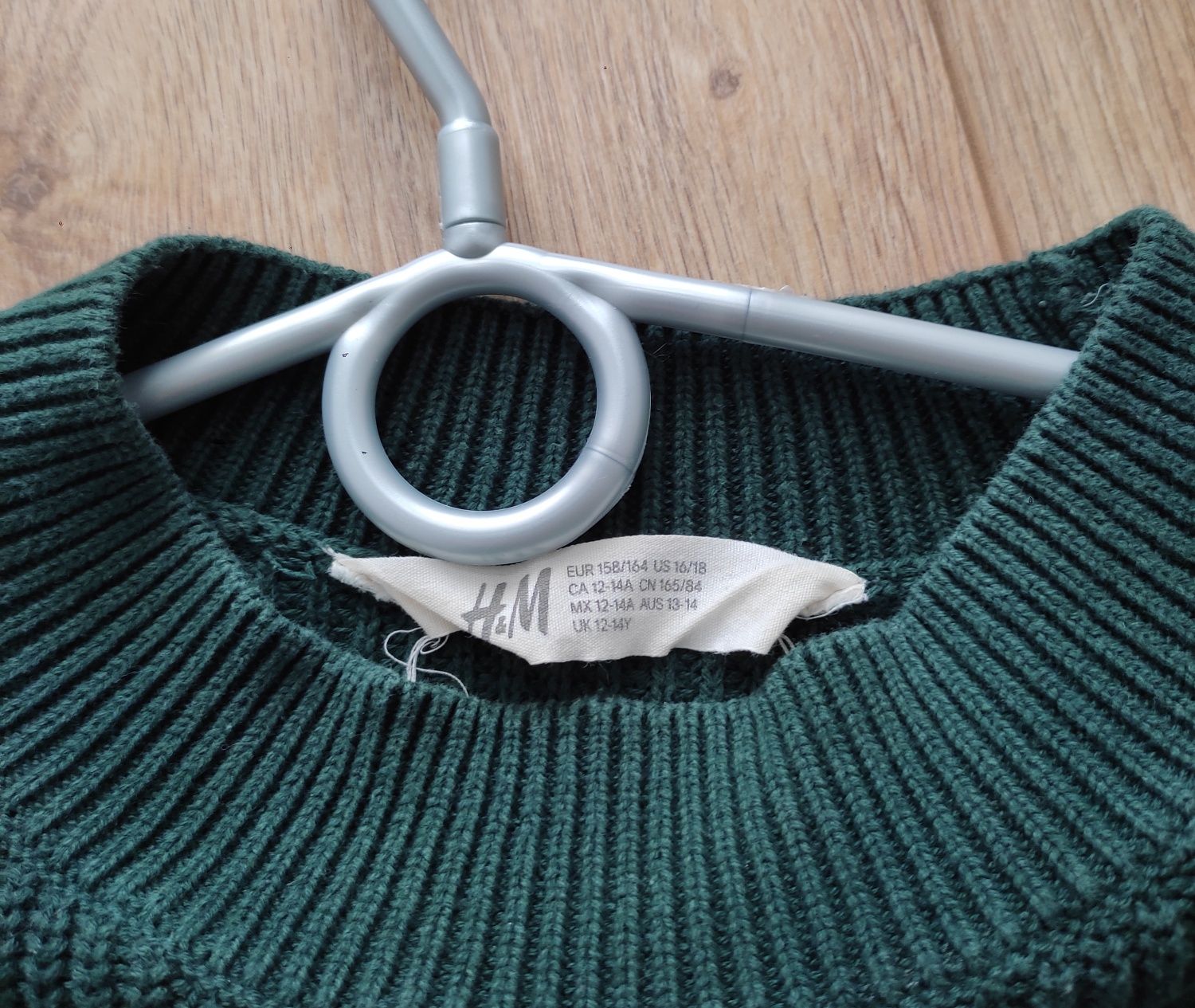 Sweter butelkowa zieleń krótszy oversize XS H&M