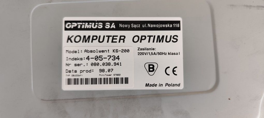 Komputer Optimus Absolwent K6-200