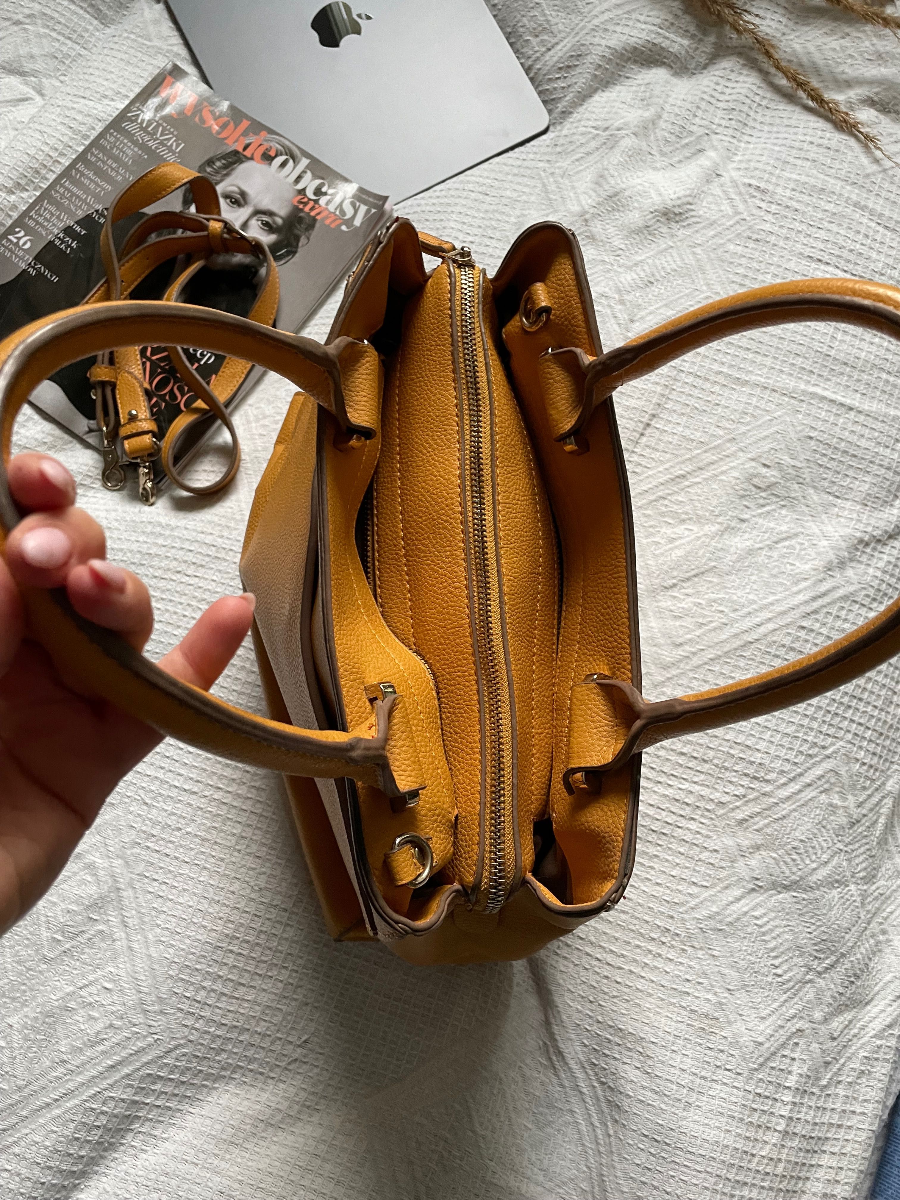 Torebka Parfois pakowna miodowa żółta musztardowa torba shopper