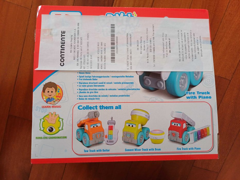 Brinquedo prenda criança bebé Carro bombeiro com piano NOVO