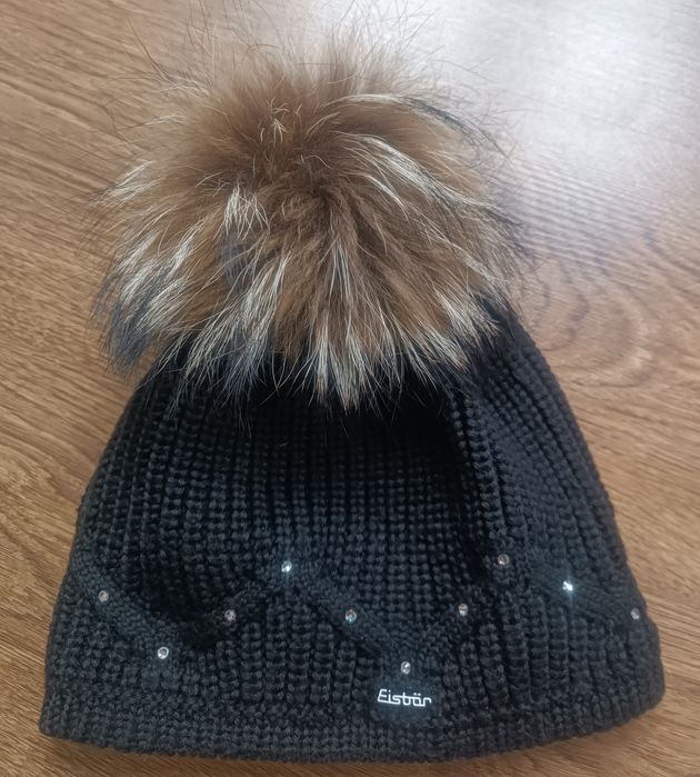 Eisbar czapka z pomponem naturalny jenot damska wełna merino damska