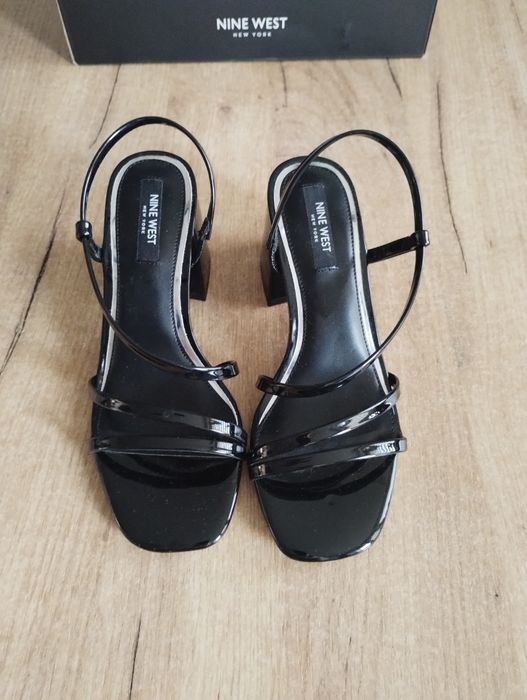 Sandały,  buty czarne na obcasie marki, Nine West, nowe, rozm 37