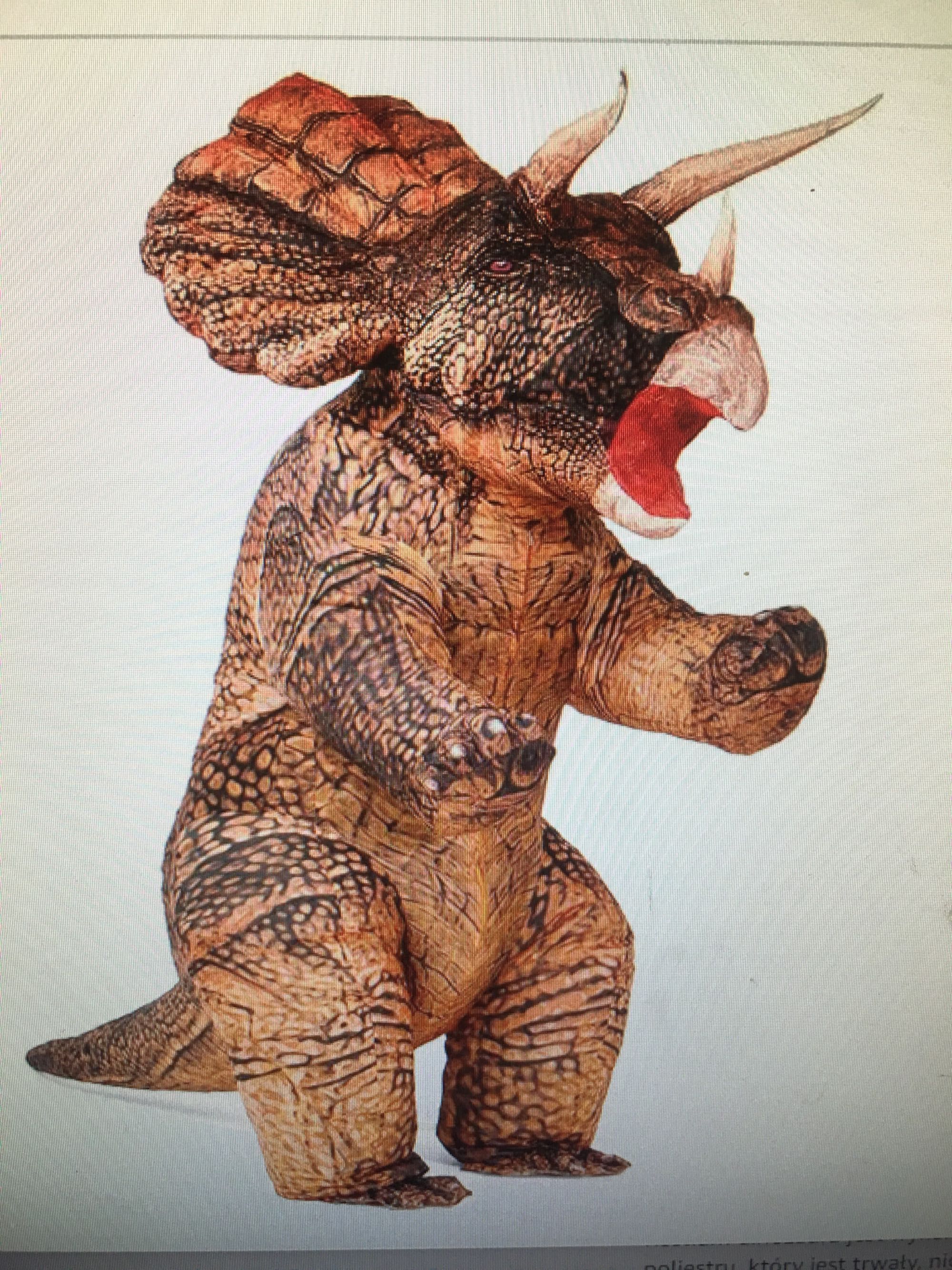 Triceratops  kostium nadmuchiwany dinozaura  dla dorosłych