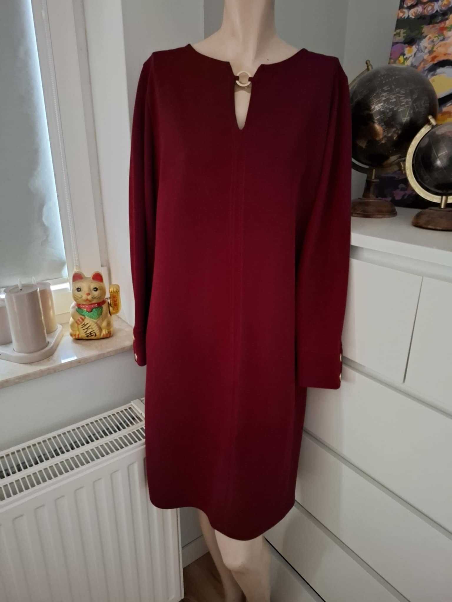 44 Wallis wizytowa elegancka bordowa burgundowa sukienka wieczorowa