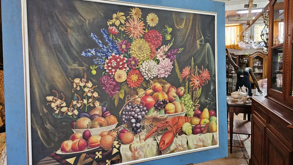 Obraz malowany na płótnie martwa natura z rakiem 116x95  #968 Stylowy