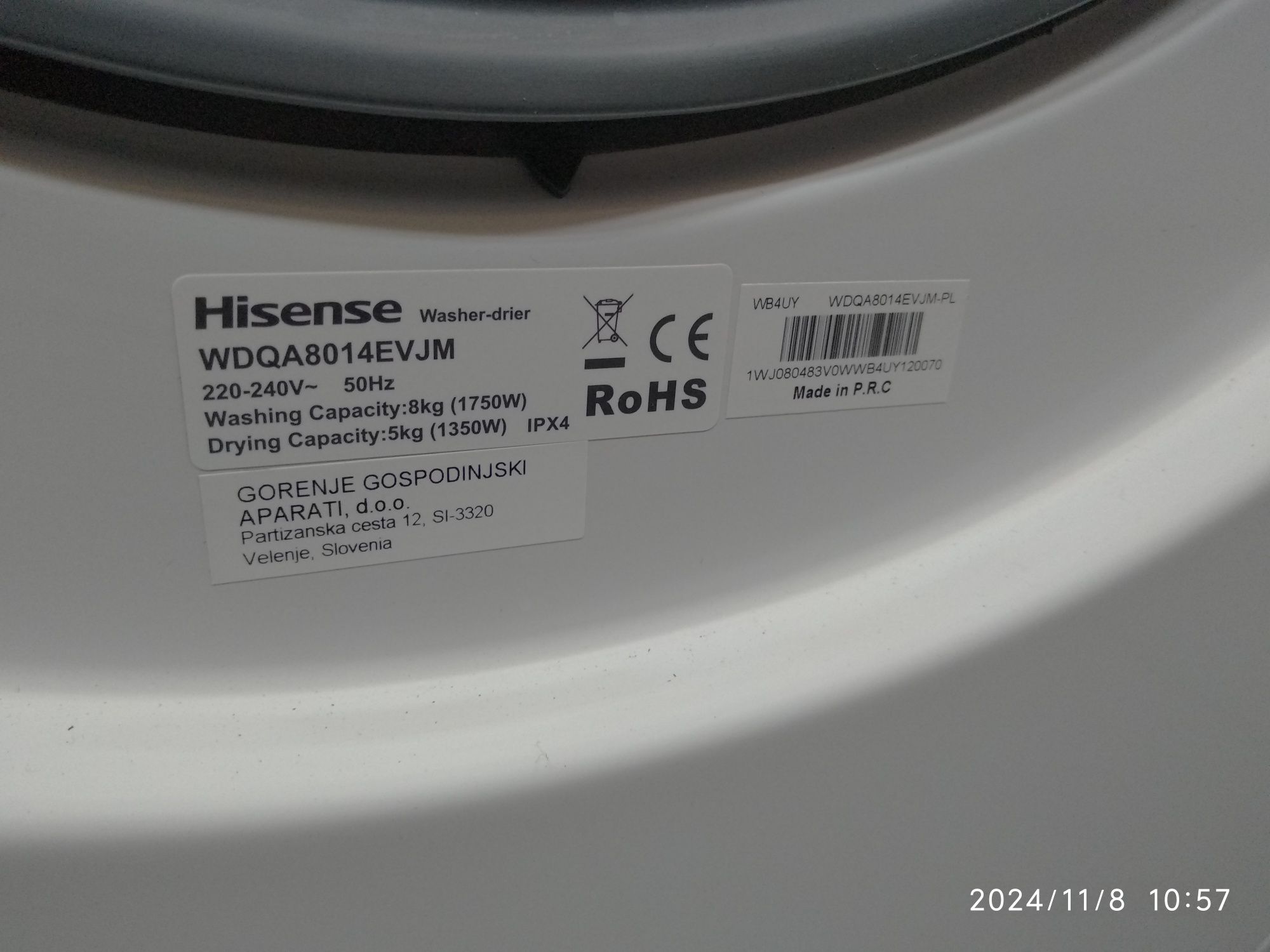 OUTLET Janki ul Wspólna 6 Pralko-suszarka HISENSE WDQA8014EVJM