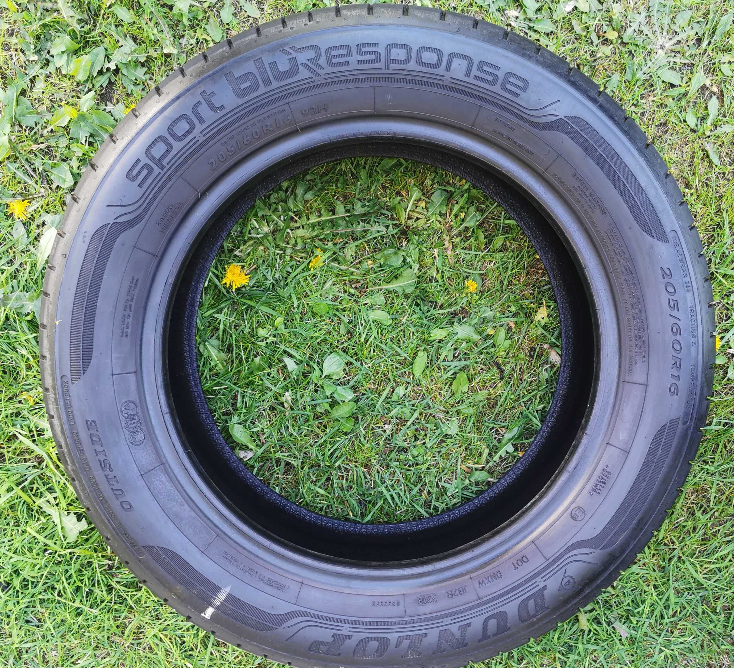 205/60r16 Dunlop SP Sport Bluresponse letnie 2 szt stan bdb prywatnie.