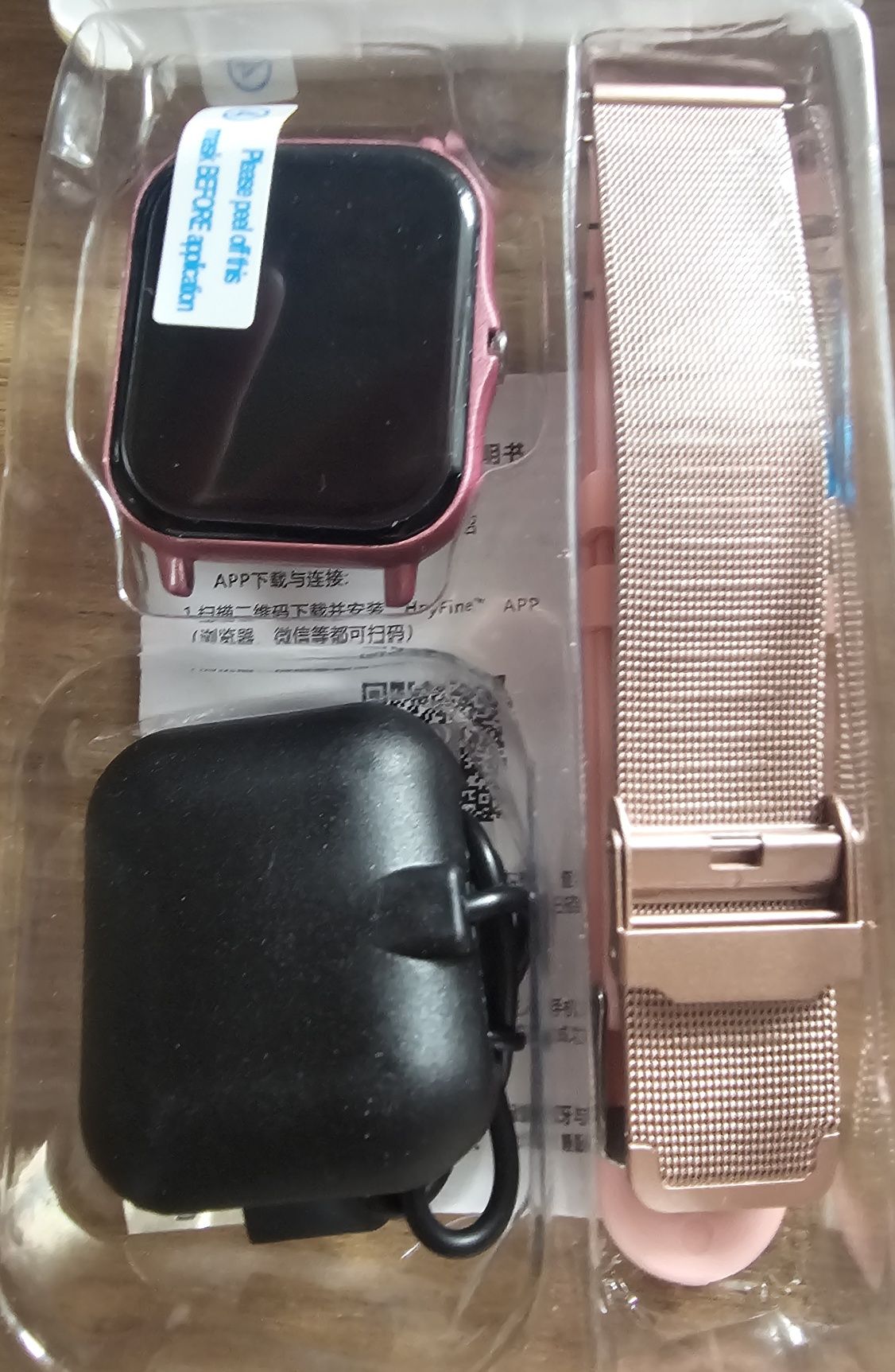 Lige. Nowy zegarek smartwatch złoty i różowy