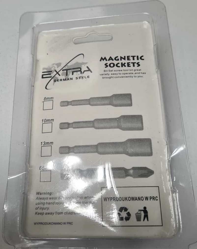 Końcówki nasadowe zestaw 4 szt magnetyczne