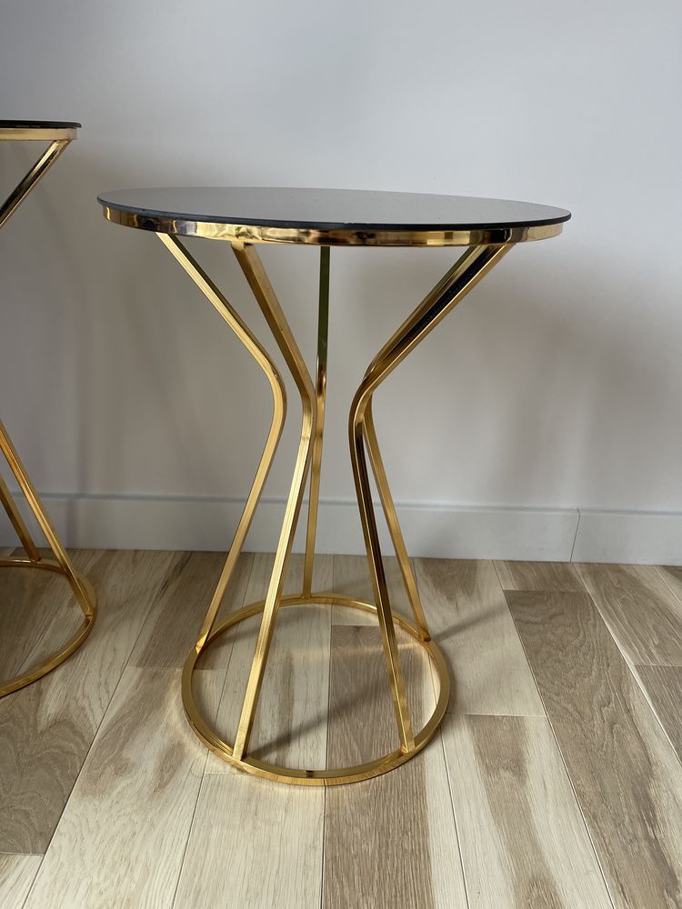 3 chrom stoliki złote z lustrem glamour Luxury kwietnik