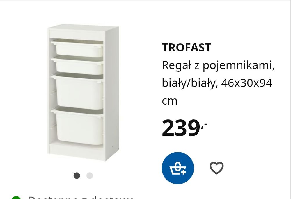 Zestaw mebli IKEA – 2x HAUGA + TROFAST, białe, komplet do pokoju dziec