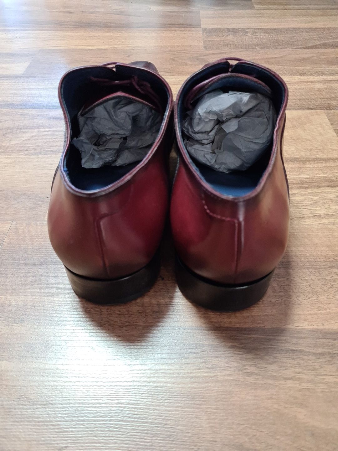Brett & Sons Eleganckie buty wizytowe męskie Bordowe duże rozmiar 45