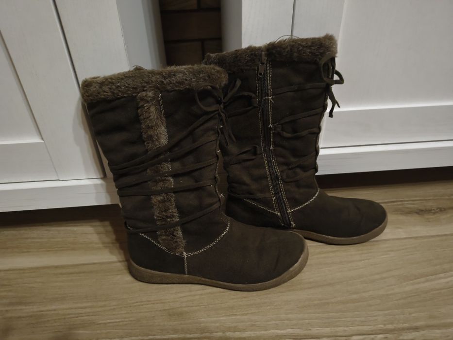 Śniegowce brązowe kozaki zimowe