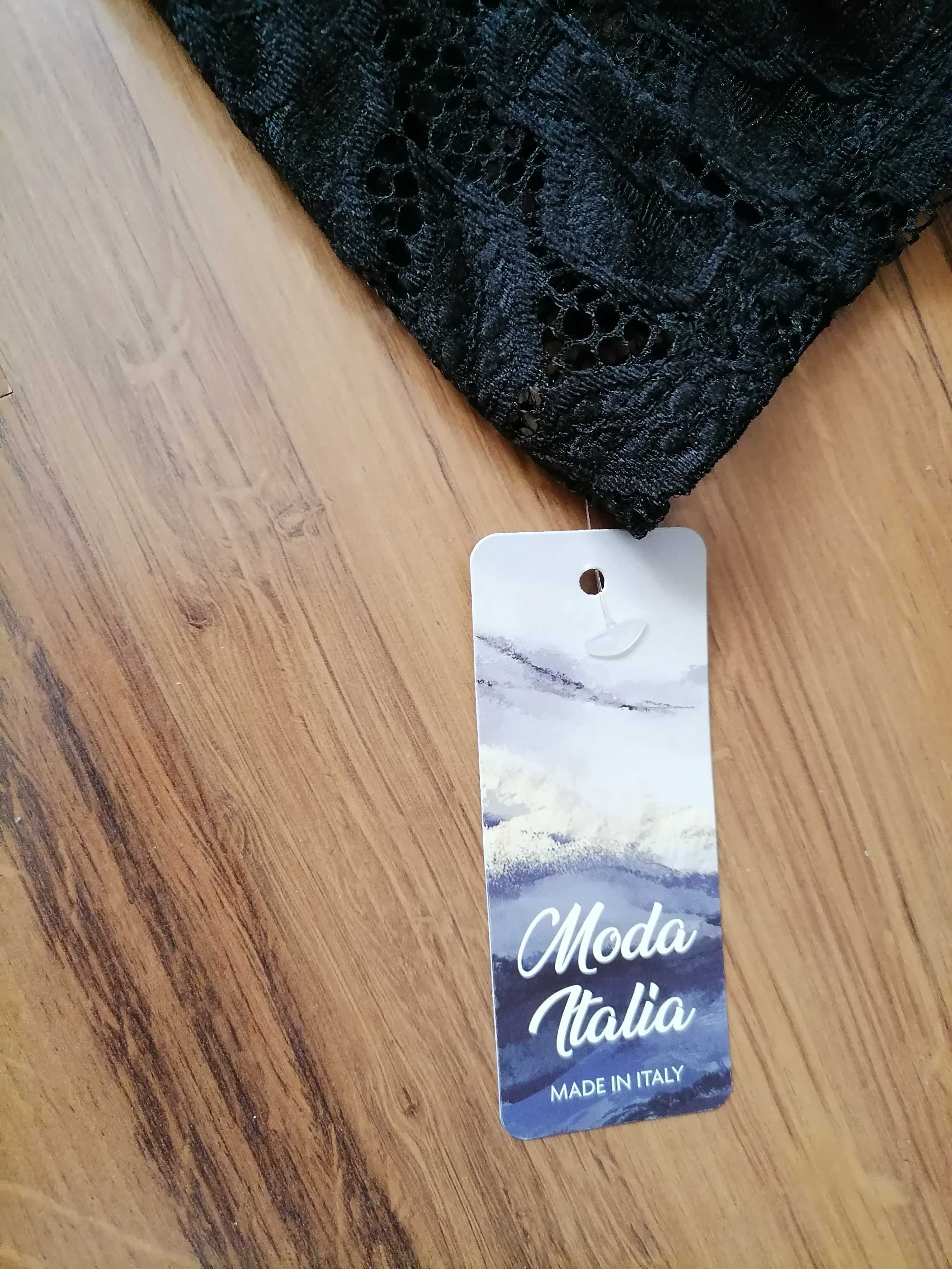 sukienka czarna koronka midi Moda Italia rozmiar M/L