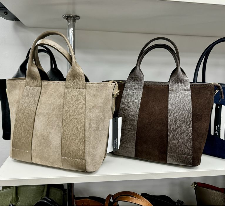 Сумка замшева чорна бежева Замшевая сумка бежевая тауп черная Италия