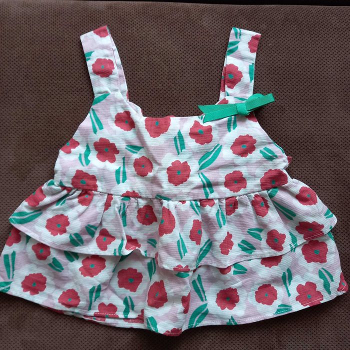 Komplet letni dziewczęcy, spódniczka i bluzeczka, r. 80/86