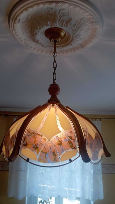 Szklana lampa wisząca *  Żyrandol na jedną żarówkę  Duży gwint E27