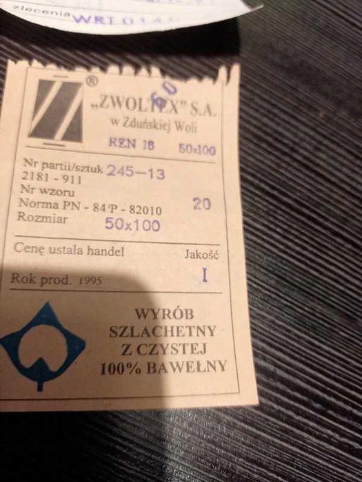 Zabytek kartki metki od poszewek vintage PRL