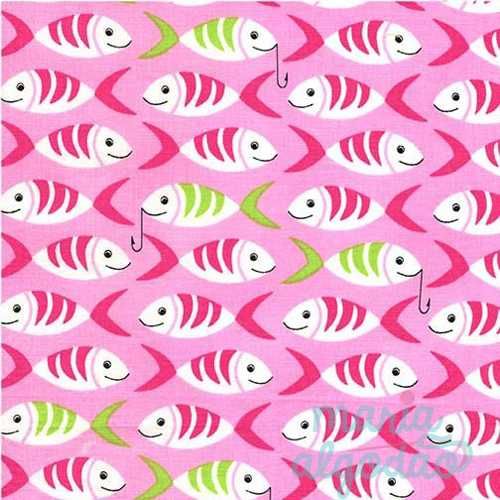 Oportunidade: Tecido 100% algodão a 6€/m - Little Fishes - Pink D