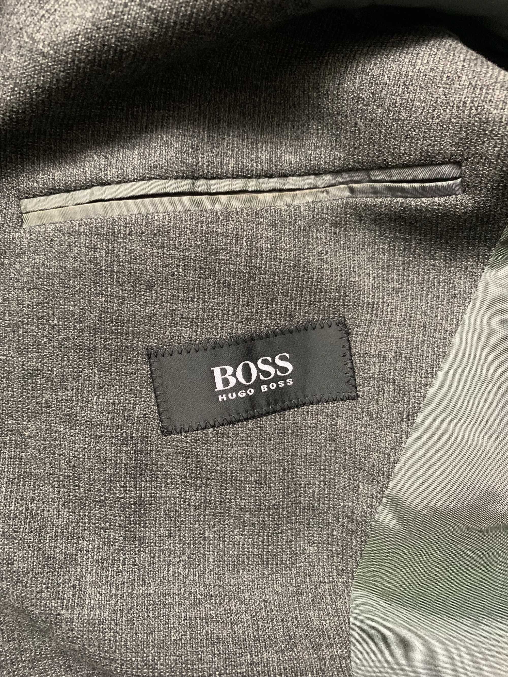 narynarka męska Hugo Boss vintage dziewicza wełna grafit melanż casual