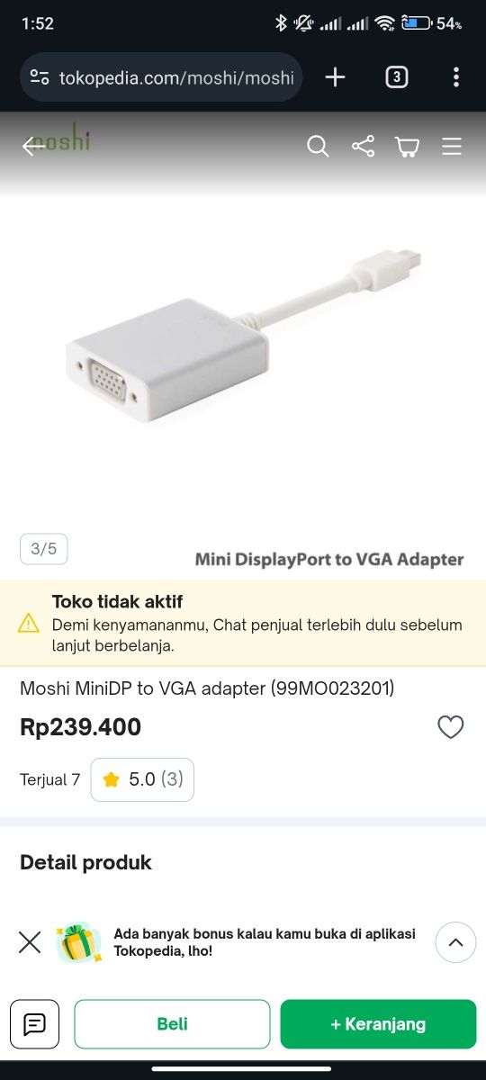 Adapter for Apple Moshi Mini display port - VGA
