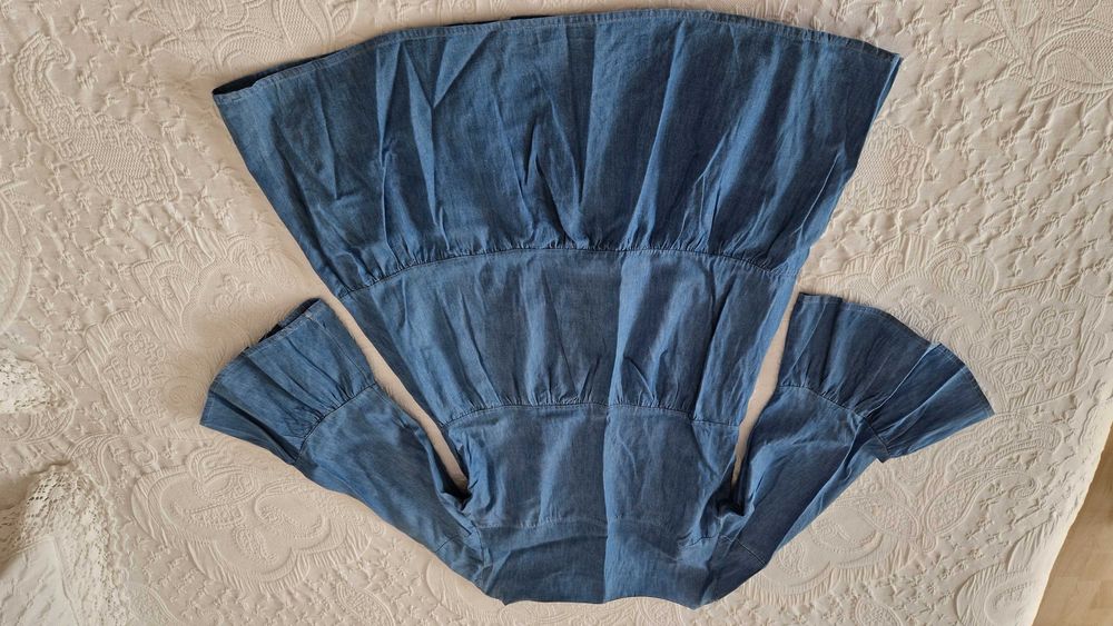 Vestido de ganga, Zara, tamanho XS com folhos