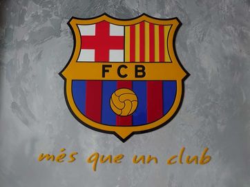 Herb Klubowy FC Barcelona + mes que un club do pokoju na ścianę