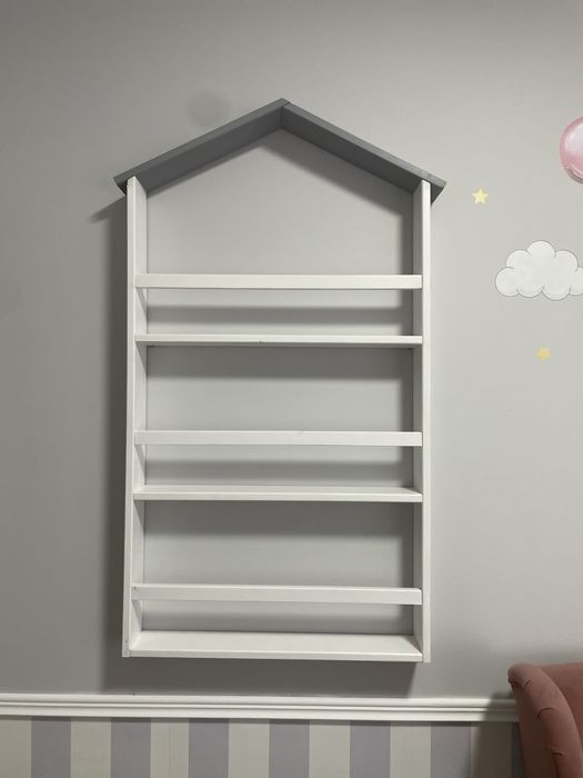 Ręcznie Robiony Regał na Książki DLA DZIECI w Kształcie DOMKU
