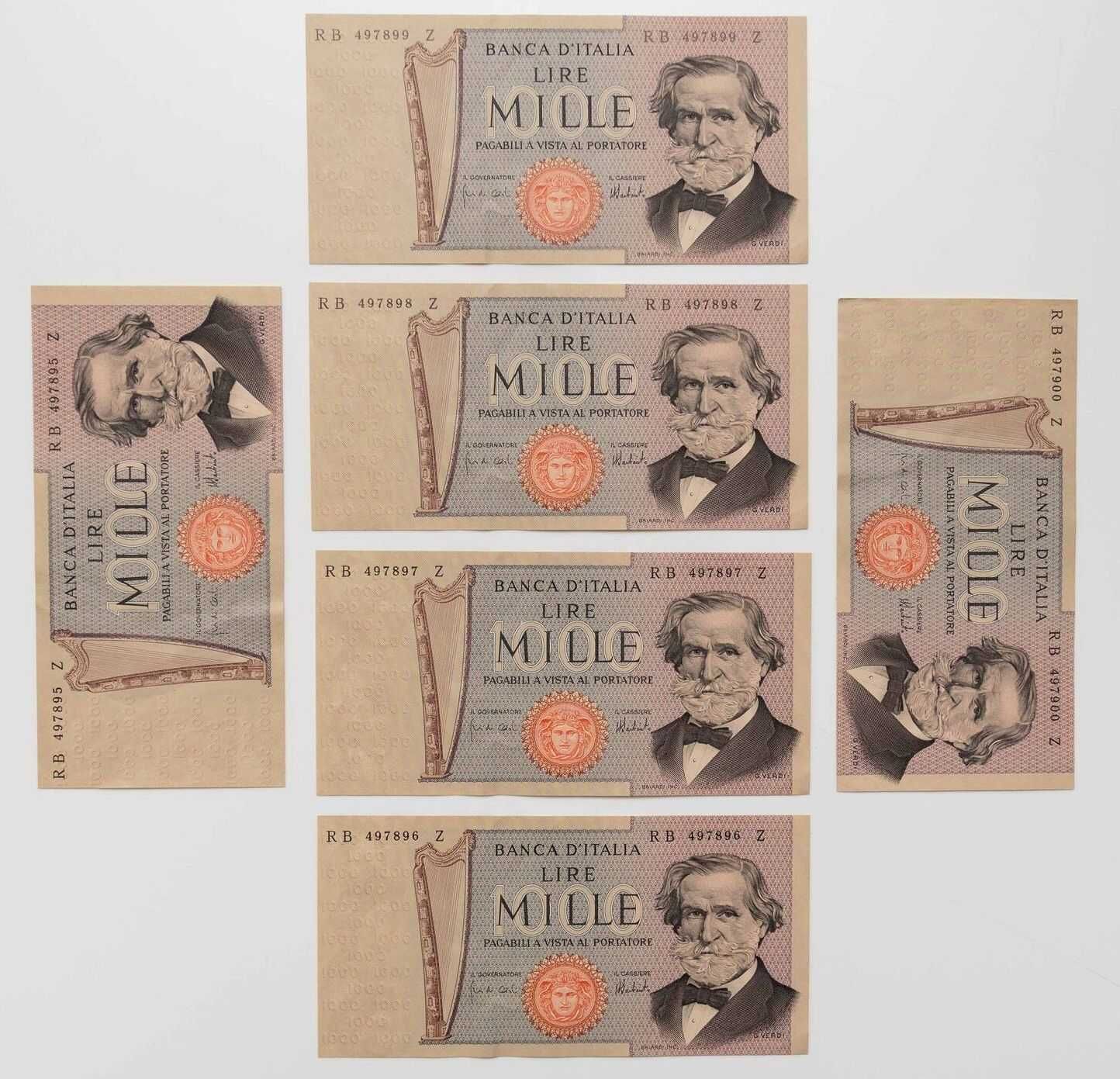 Banknot 1000 lirów - Włochy 1969 aUNC