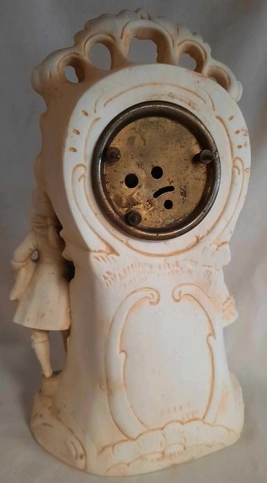 Piękny Zegar Kominkowy Secesja Porcelit
