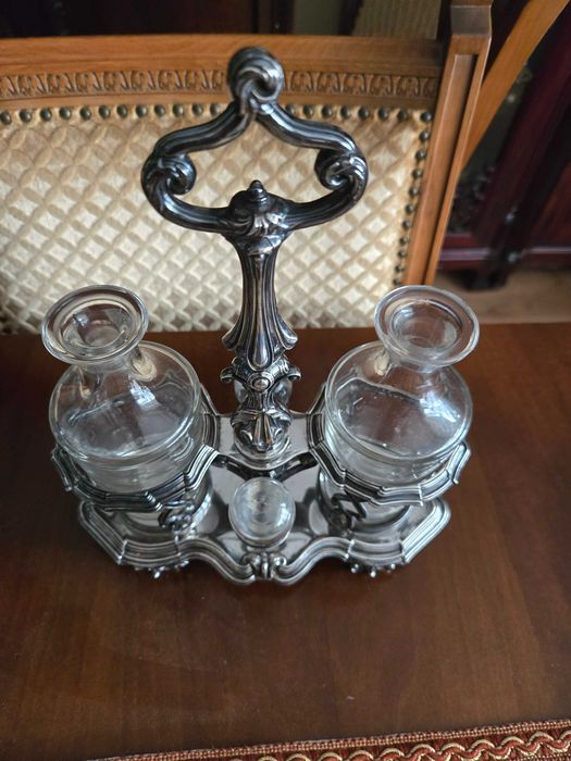 Srebrny kabaret styl Biedermeier Pr 950 Minerva Francja-Paryż XIXw