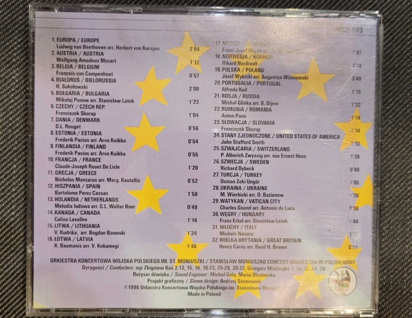 Hymny państw europejskich. Płyta CD. Orkiestra Koncertowa WP