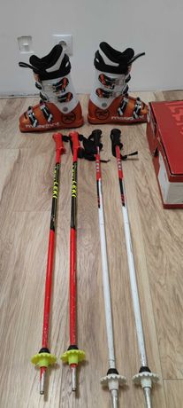 Buty narciarskie 23.5 Rossignol Radical JR65 kije Leki kask gogle uvex