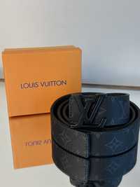 Pasek skórzany Louis Vuitton monogram skóra naturalna LV czarny