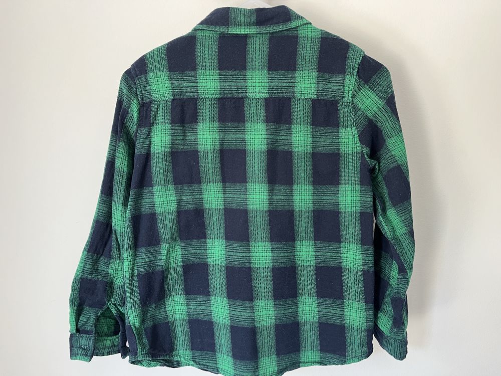 Camisa menino 110, verde aos quadrados, 100% algodão