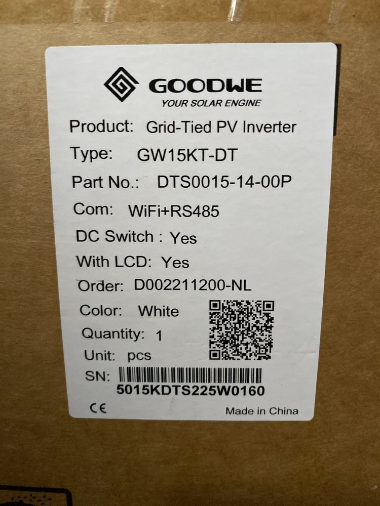 Інвертор 15кВт GoodWe GW15KT-DT серія G2  WIFI