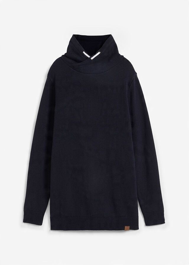 B.P.C granatowy sweter z szalowym kołnierzem ^36/38