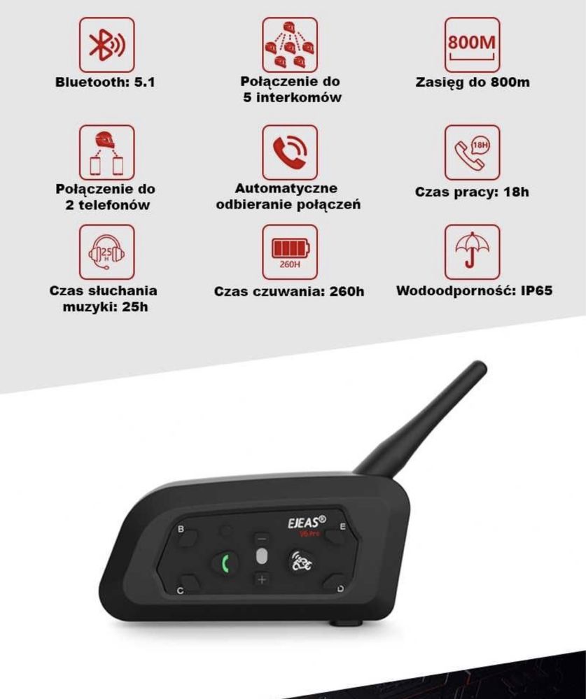 Interkom Ejeas V6 PRO Bluetooth