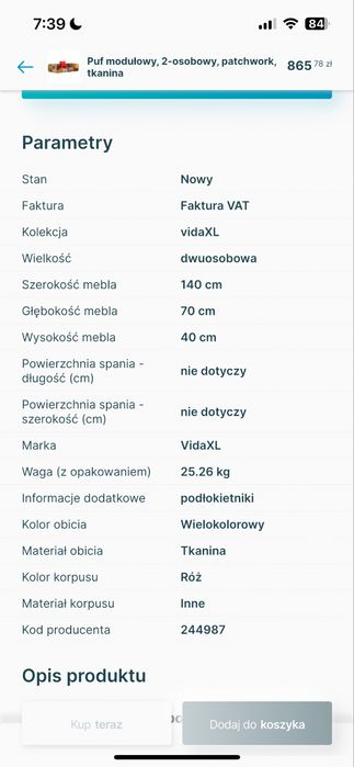 Puf modułowy, 2-osobowy, patchwork, tkanina