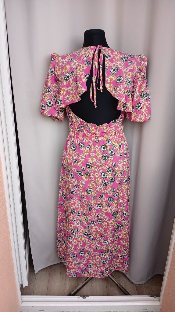 Kwiecista sukienka midi z otwartymi plecami L XL