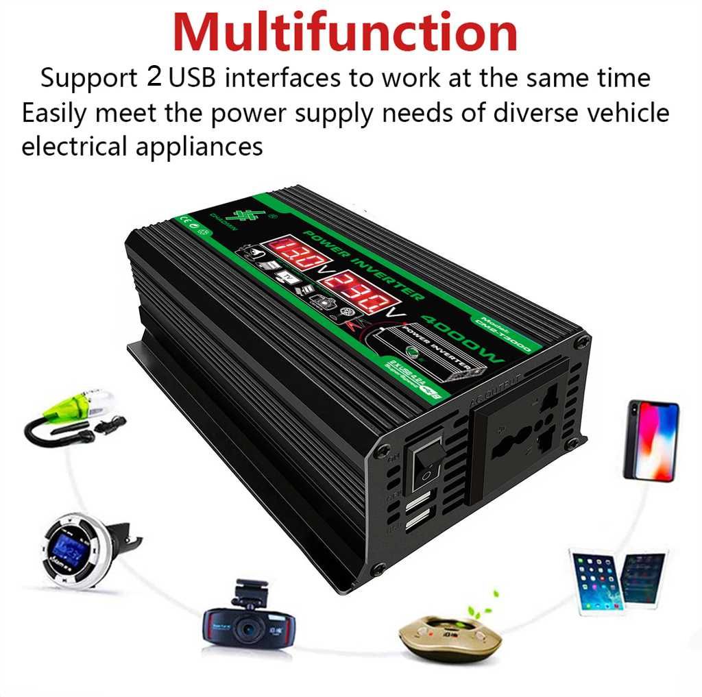 4000w dc 12v para ac 110v 220v  usb
display lcd
