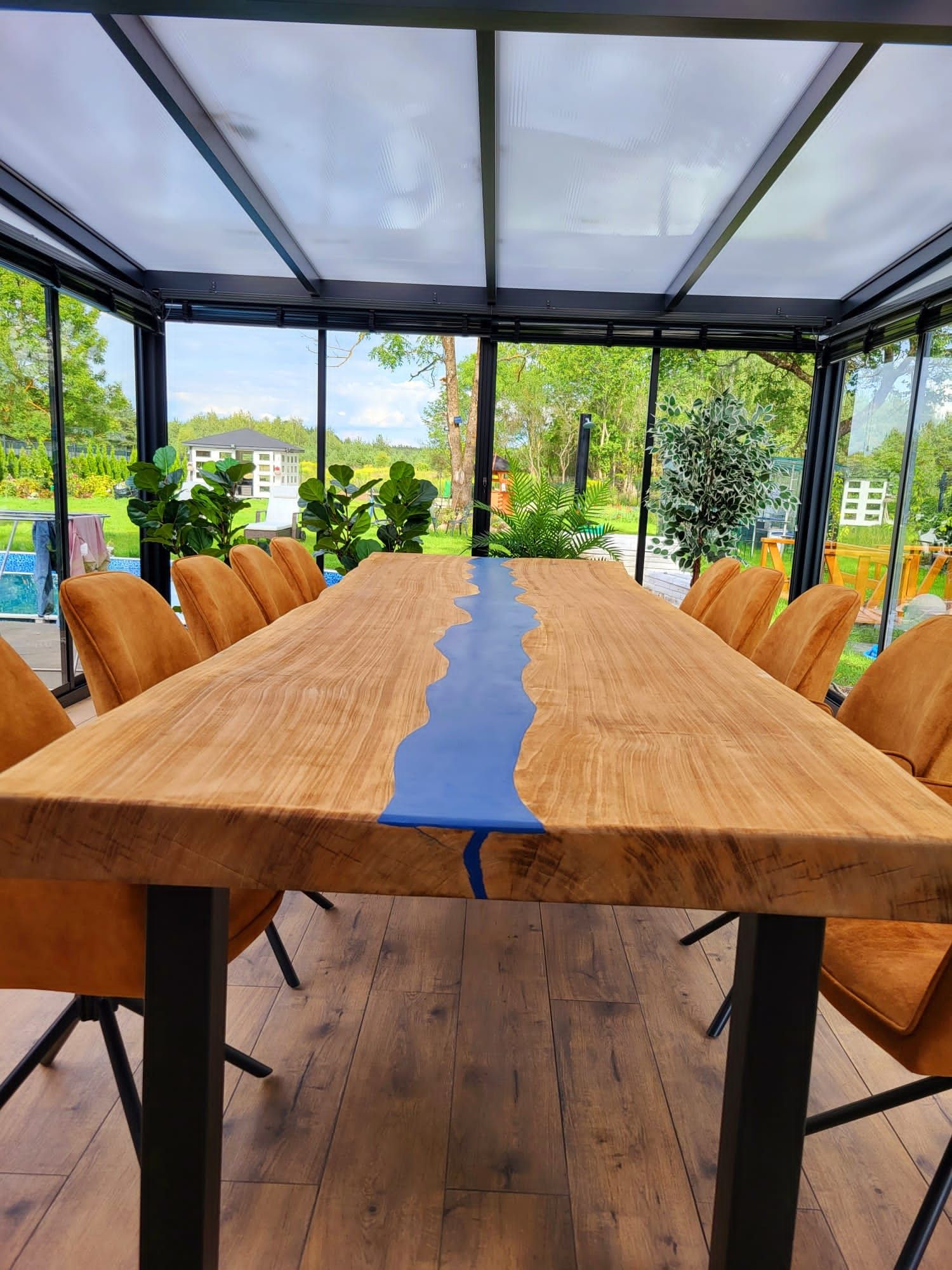 Stół drewniany dębowy z jesionu klonu monolit blat z metalową nogą