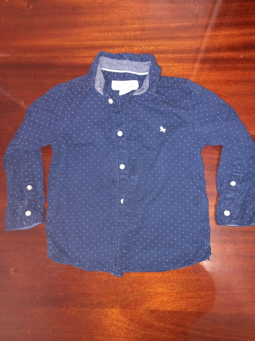 Кошти ЗСУ котонова сорочка для хлопчика темно синя в горошок 3-4 р