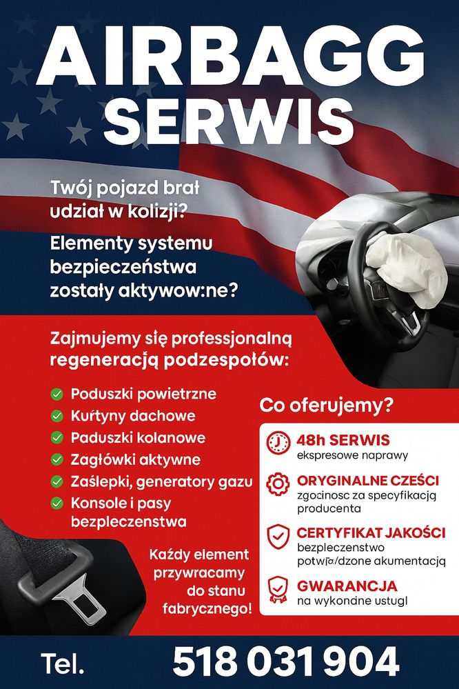 Regeneracja Airbag i Pasów Bezpieczeństwa – Gwarancja – 48h