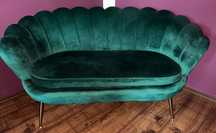 Sofa + fotel typu muszelka butelkowa zieleń
