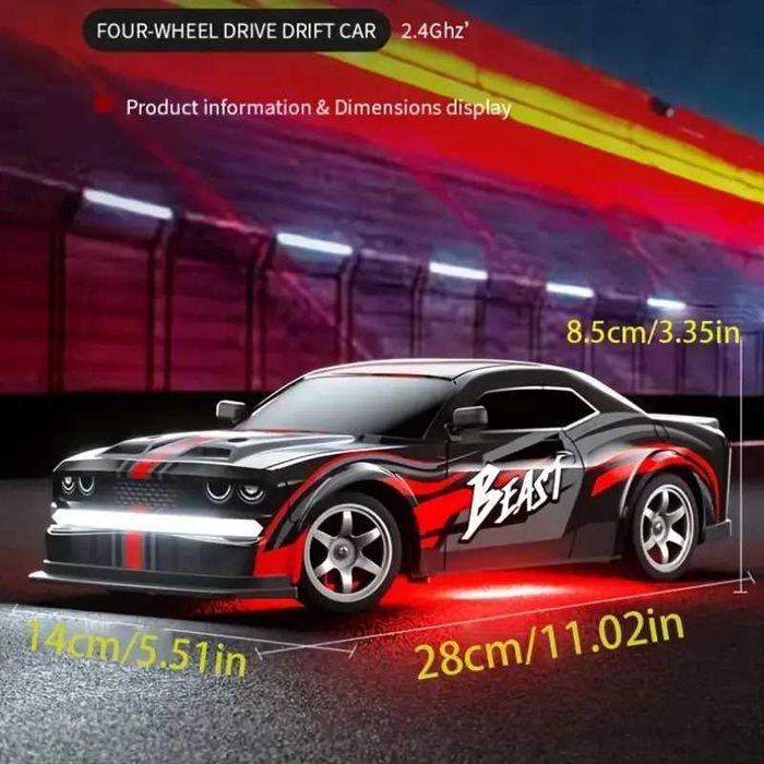 Дрифт RC авто SG218 1:16, 2.4 ГГц, змінні шини, LED, USB зарядка, нове
