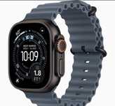 Apple Watch Ultra 3 Black Titanium-Niebieska bransoleta.
