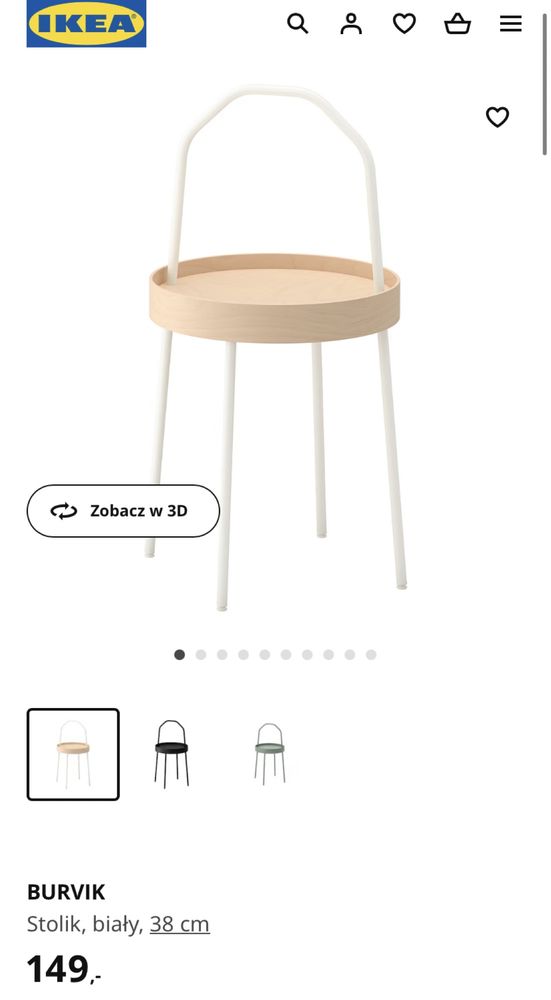 Ikea Burvik stolik nocny stolik kawowy do przenoszenia