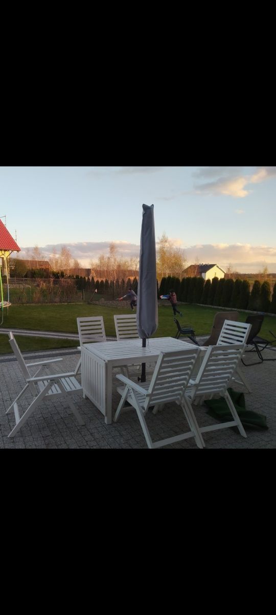 Meble ogrodowe białe stół krzesła taras Ikea NÄMMARÖ
